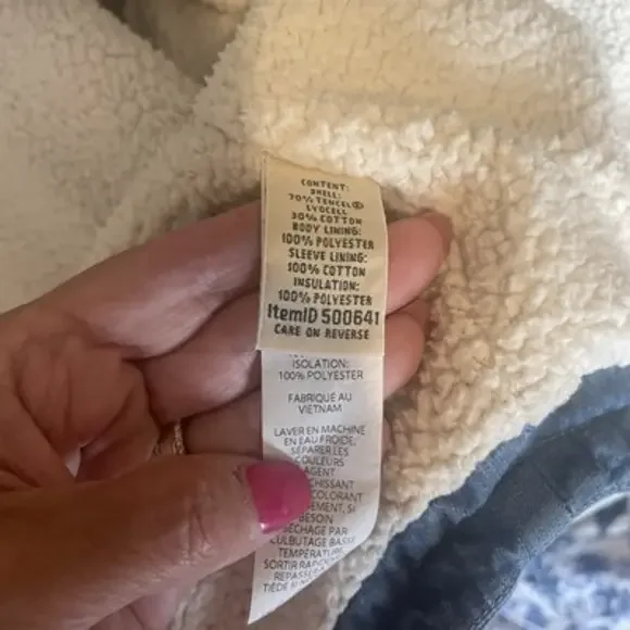 LL Bean Jean Quilted Chore Sherpa Jacket Size Medium Pockets Casual NWT - Picture 9 of 12